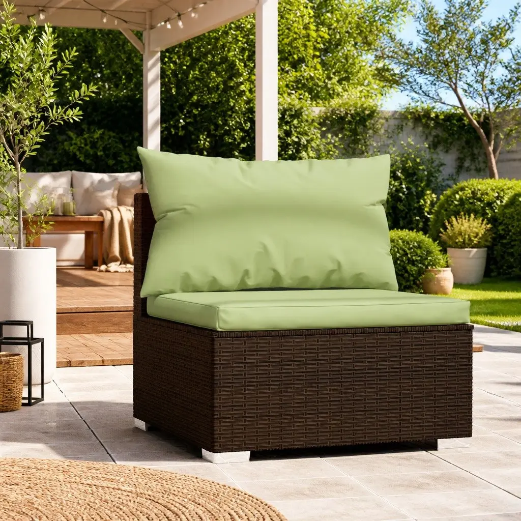 Garden Middle Sofa Modular Outdoor Sectional Seat Brown Rattan