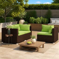 Comfortable Brown Rattan Sectional Sofa Set for Outdoor Use