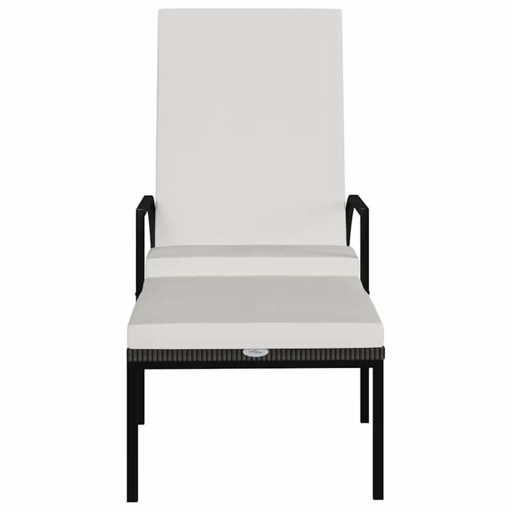 Sun Lounger Adjustable Backrest Outdoor Lounge Chair Brown Steel Frame