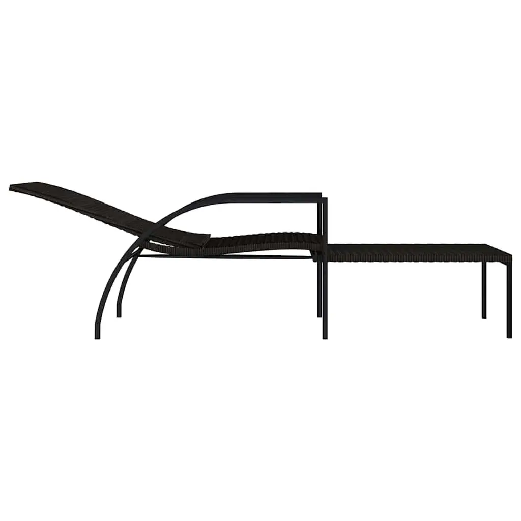 Sun Lounger Adjustable Backrest Outdoor Lounge Chair Brown Steel Frame