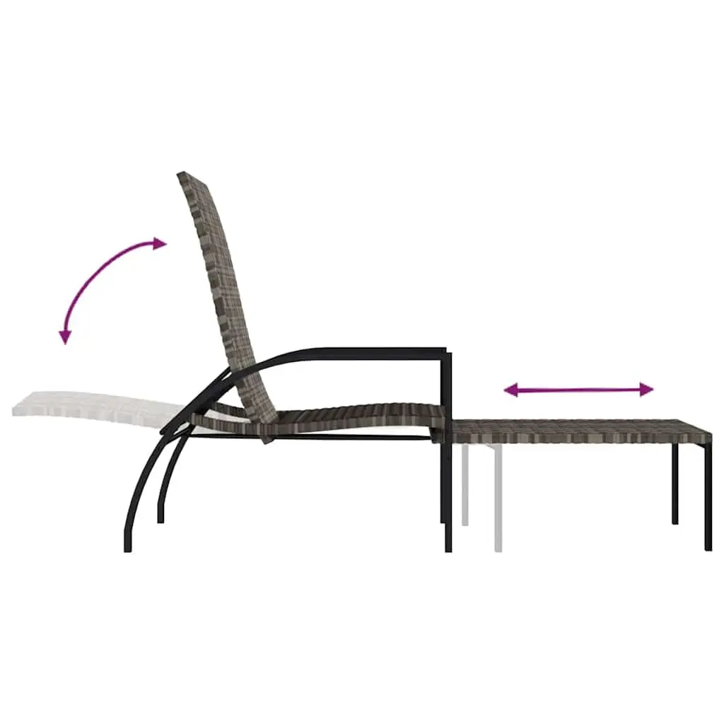 Grey Sun Lounger with Adjustable Backrest