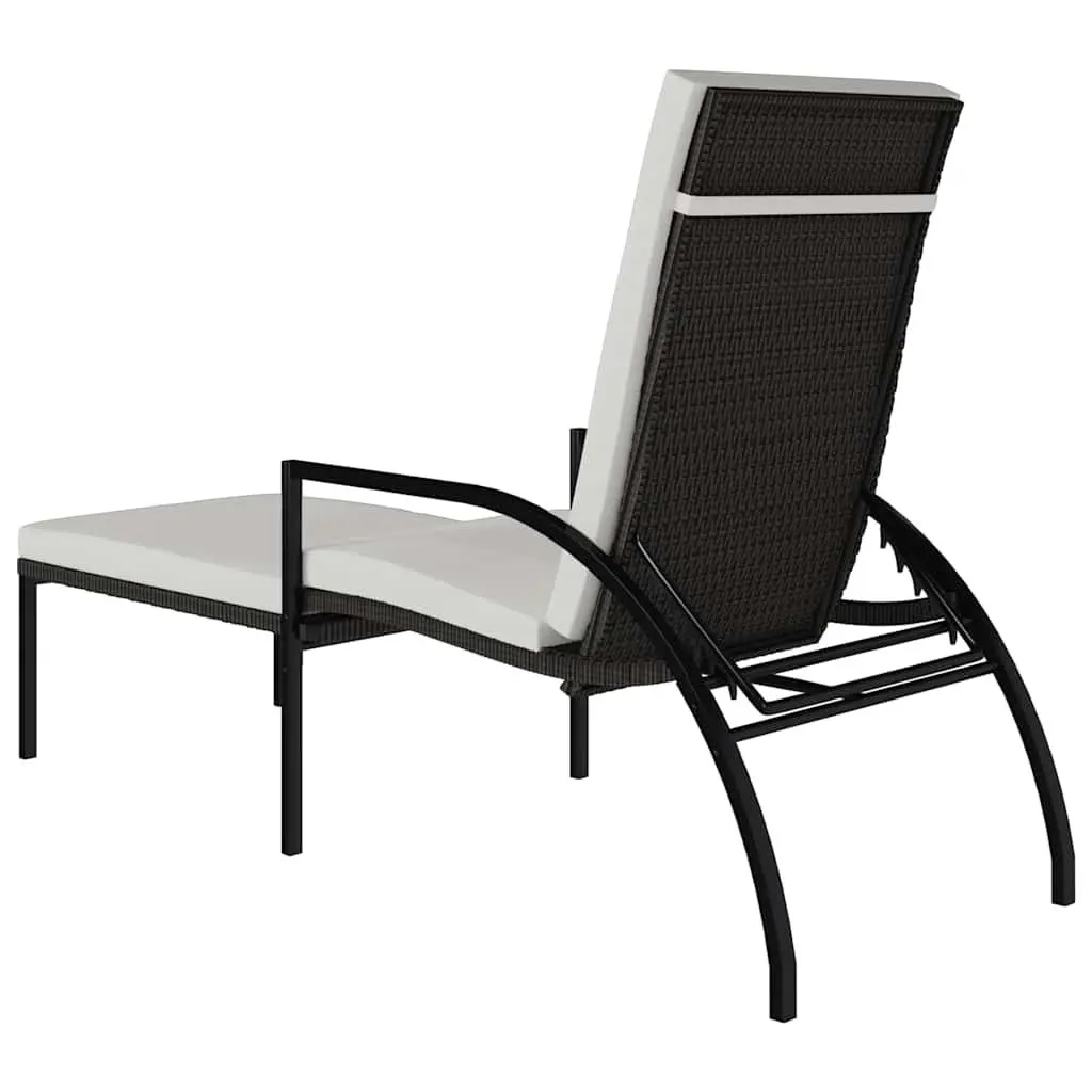 Sun Loungers Outdoor Garden Patio Furniture Adjustable Backrest 2 Piece Brown PE Rattan