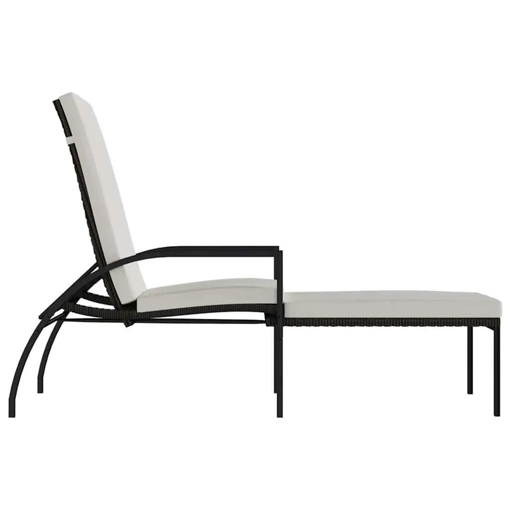 Sun Loungers Outdoor Garden Patio Furniture Adjustable Backrest 2 Piece Brown PE Rattan