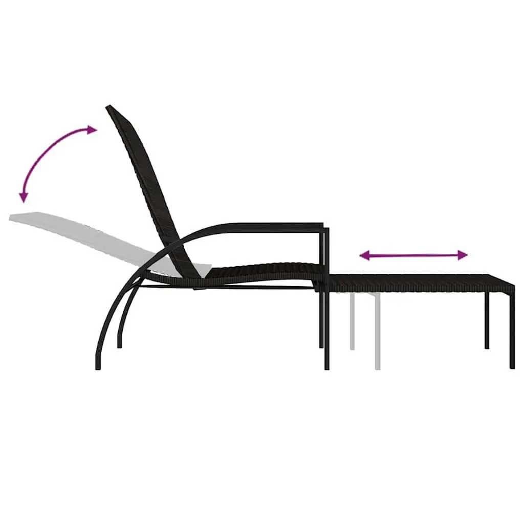 Sun Loungers Outdoor Garden Patio Furniture Adjustable Backrest 2 Piece Brown PE Rattan