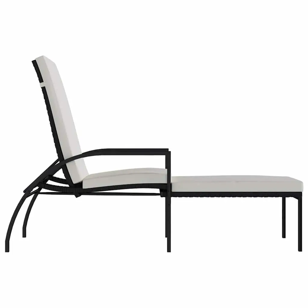Sun Loungers Adjustable Backrest 2 Piece Black Outdoor Patio Garden Relaxing