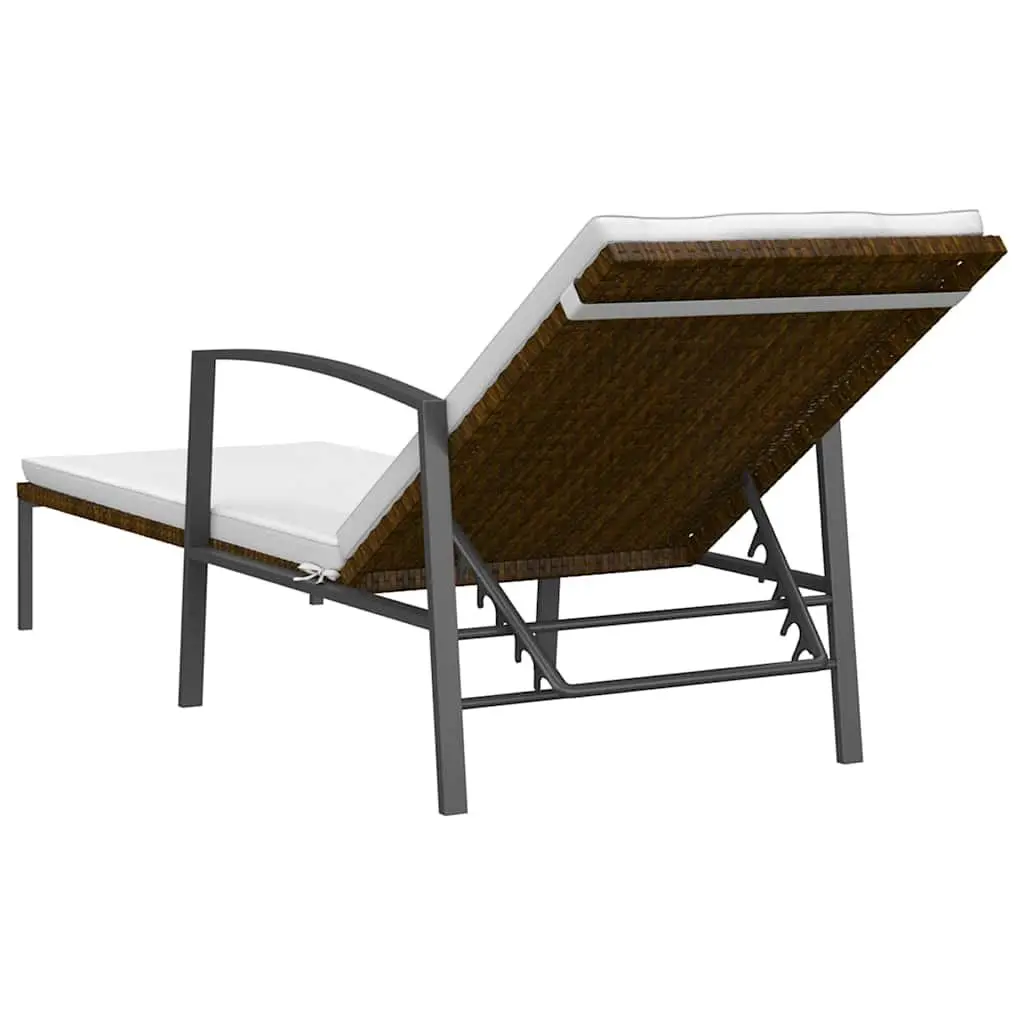 Sun Lounger Adjustable Backrest Outdoor Patio Chair Brown