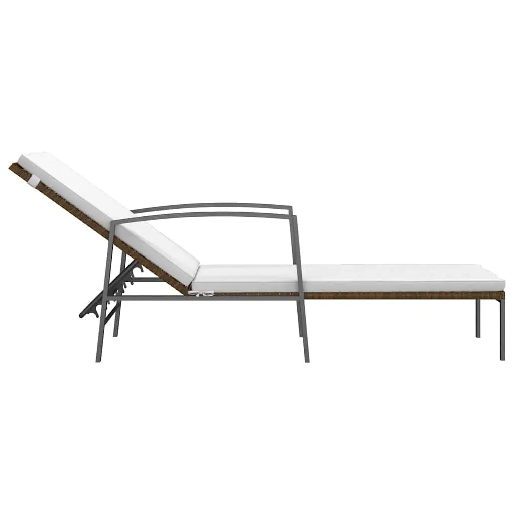 Sun Lounger Adjustable Backrest Outdoor Patio Chair Brown