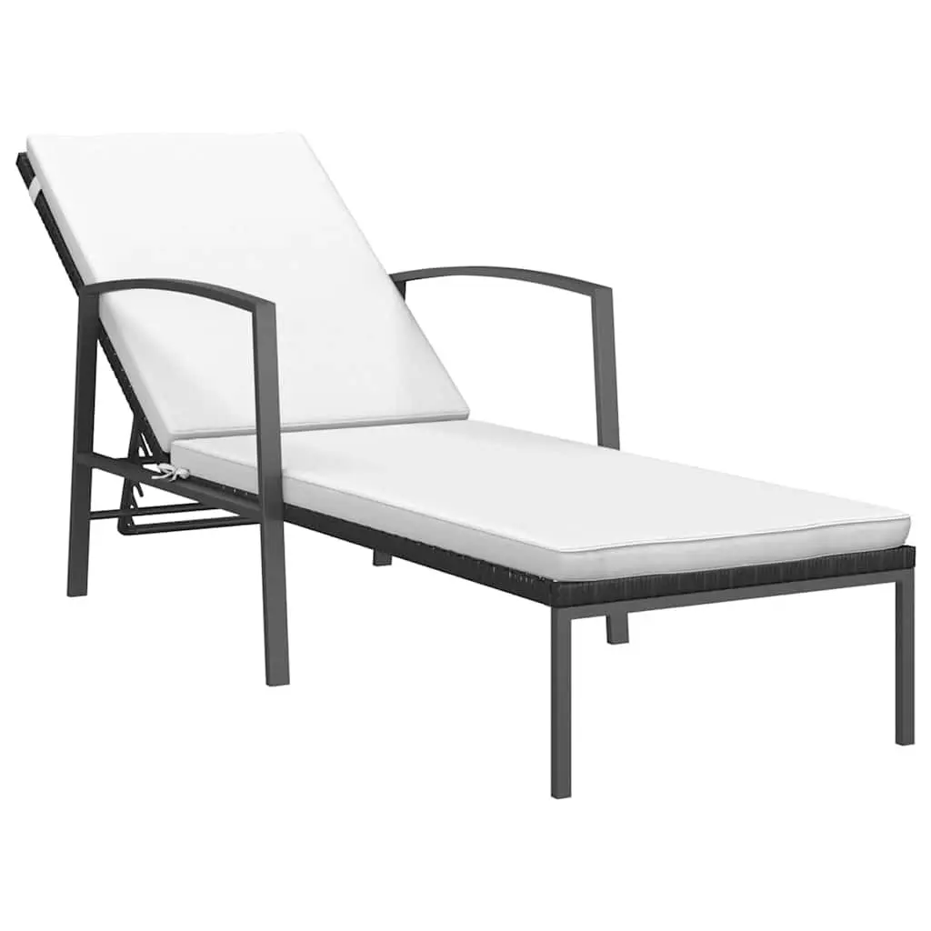 Sun Lounger Garden Outdoor Lounge Chair Adjustable Backrest Black