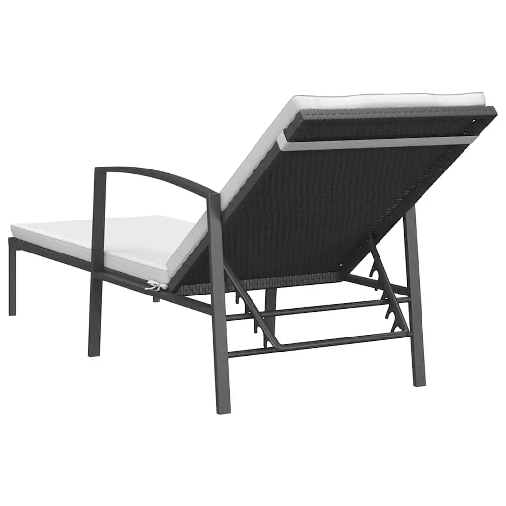 Sun Lounger Garden Outdoor Lounge Chair Adjustable Backrest Black