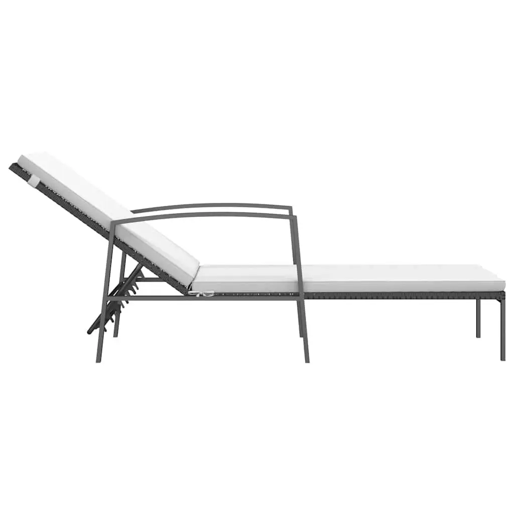 Sun Lounger Garden Outdoor Lounge Chair Adjustable Backrest Black