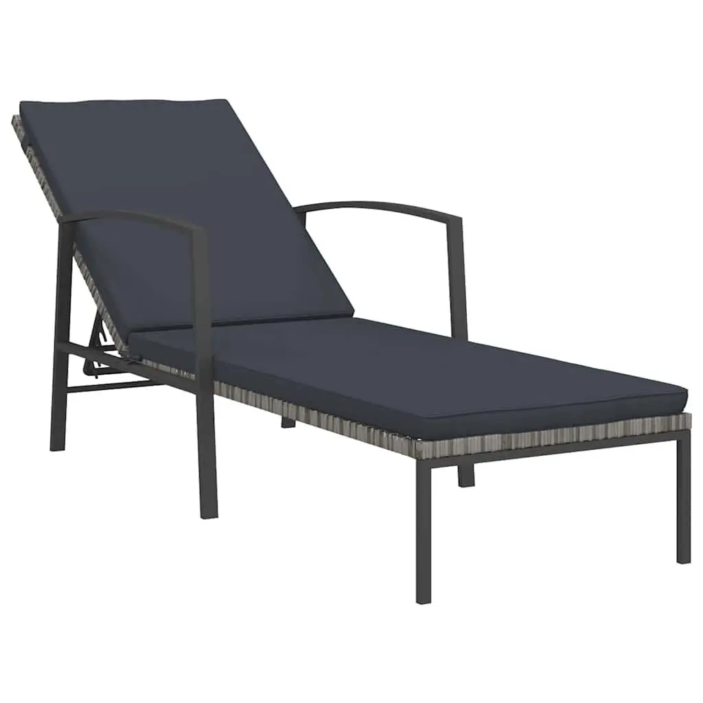 Sun Lounger Adjustable Backrest 2 Piece Set Grey Outdoor Patio Garden Lounge Chair