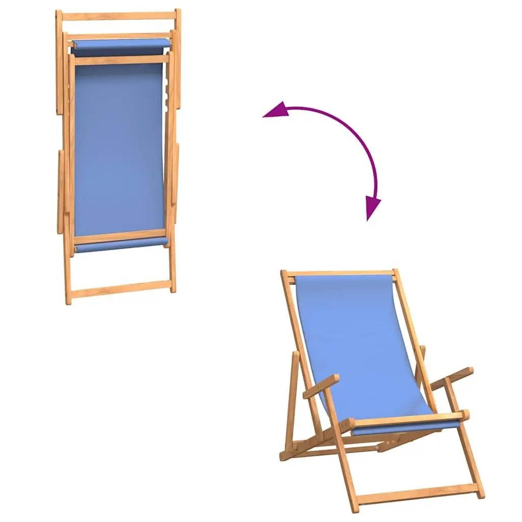 Folding Beach Chair Solid Teak Wood Outdoor Garden Deck Chair Adjustable