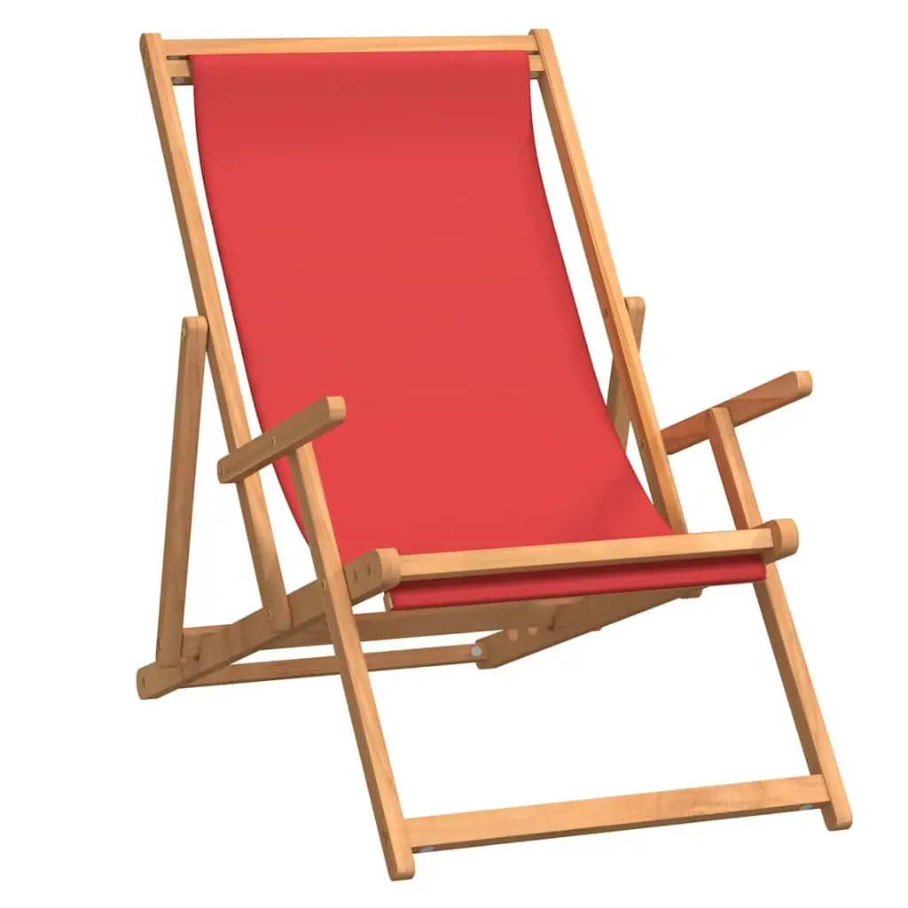 Folding Beach Chair Solid Teak Wood Outdoor Garden Deck Chair Adjustable