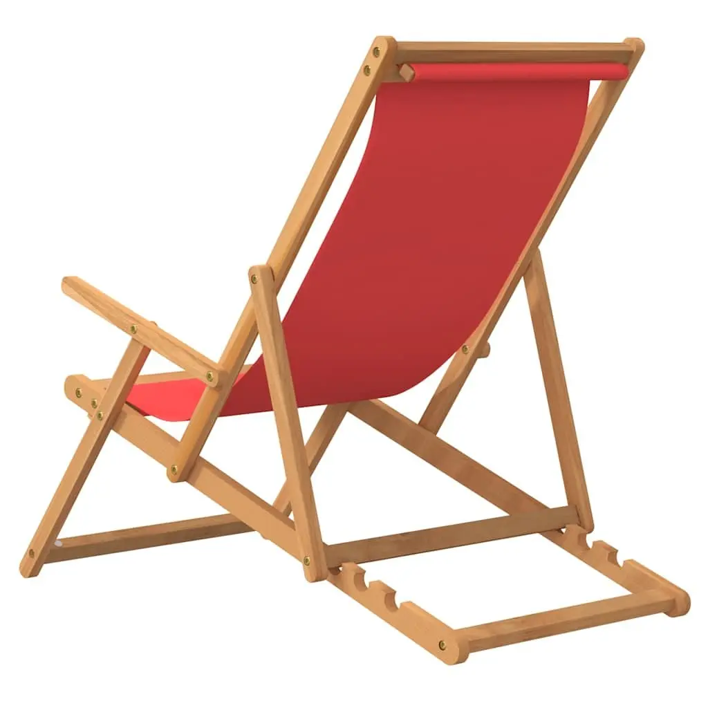 Folding Beach Chair Solid Teak Wood Outdoor Garden Deck Chair Adjustable