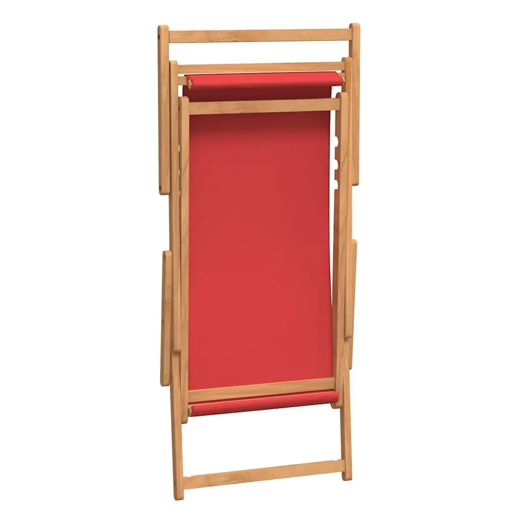 Folding Beach Chair Solid Teak Wood Outdoor Garden Deck Chair Adjustable