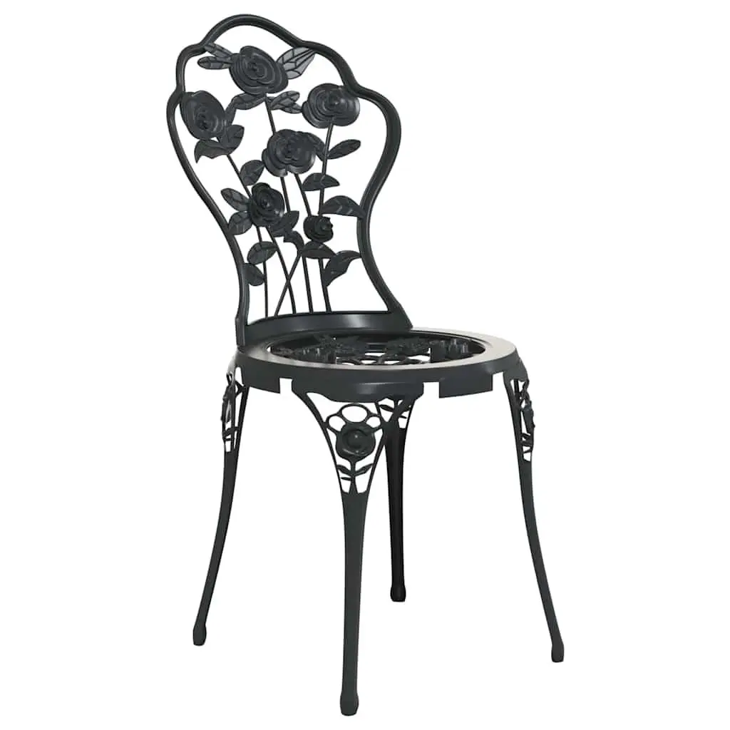 3 Piece Bistro Set Outdoor Dining Cast Aluminium Black Garden Patio Furniture