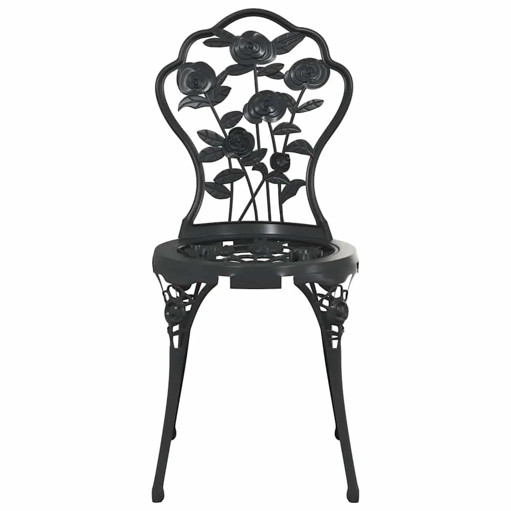 3 Piece Bistro Set Outdoor Dining Cast Aluminium Black Garden Patio Furniture