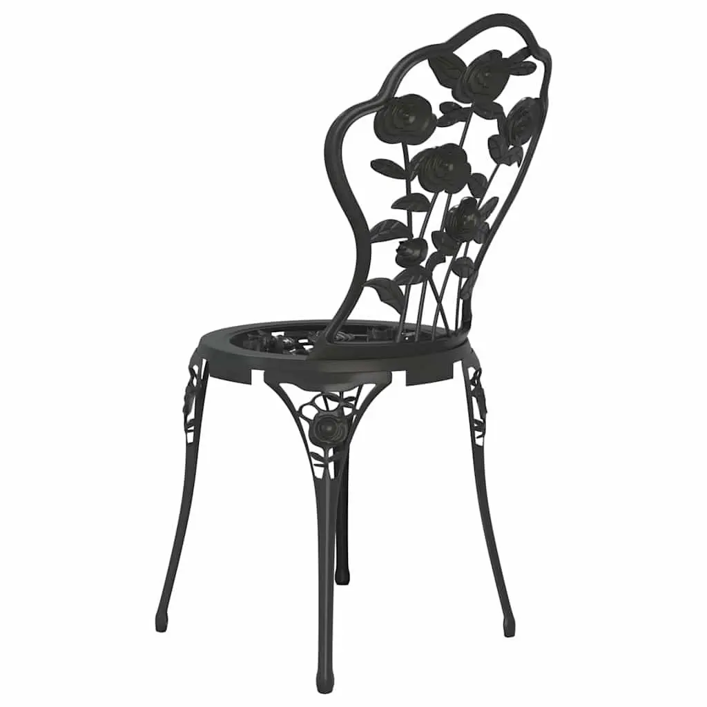 3 Piece Bistro Set Outdoor Dining Cast Aluminium Black Garden Patio Furniture