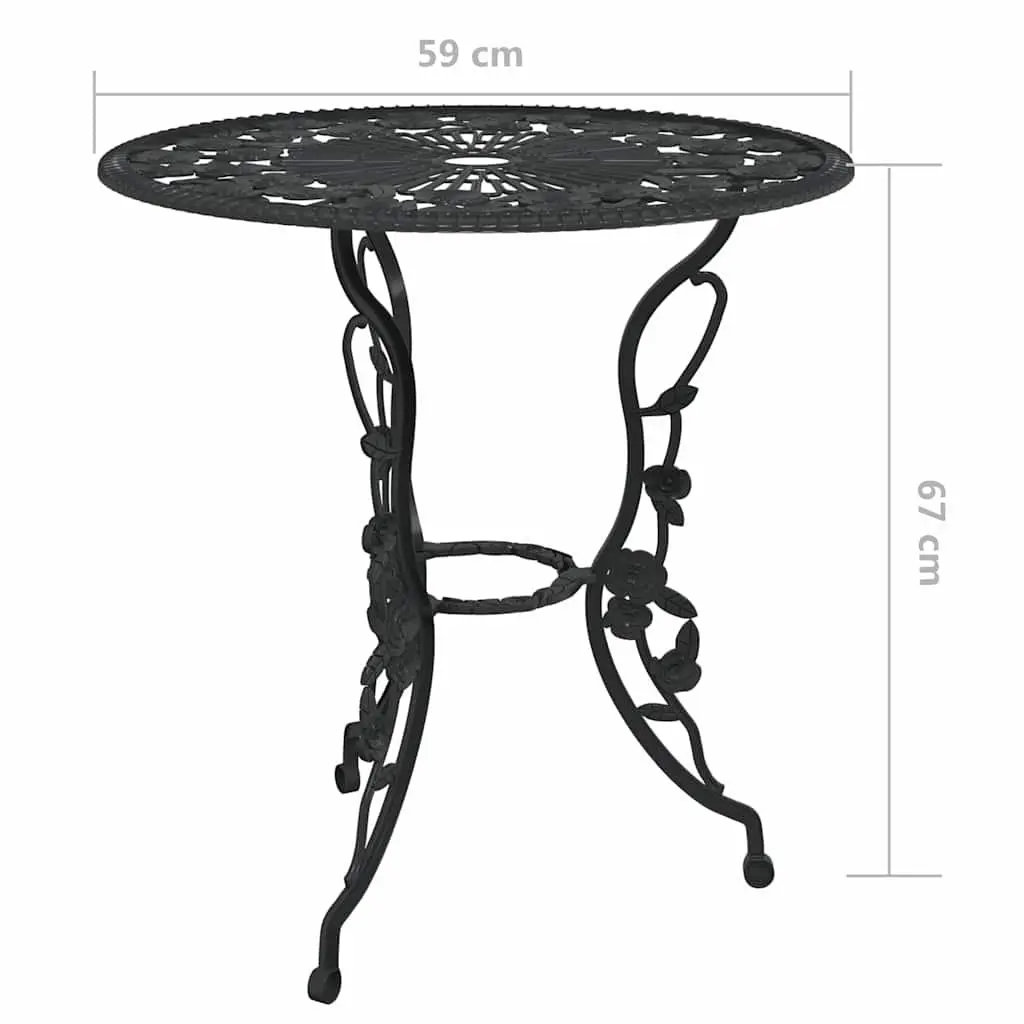3 Piece Bistro Set Outdoor Dining Cast Aluminium Black Garden Patio Furniture