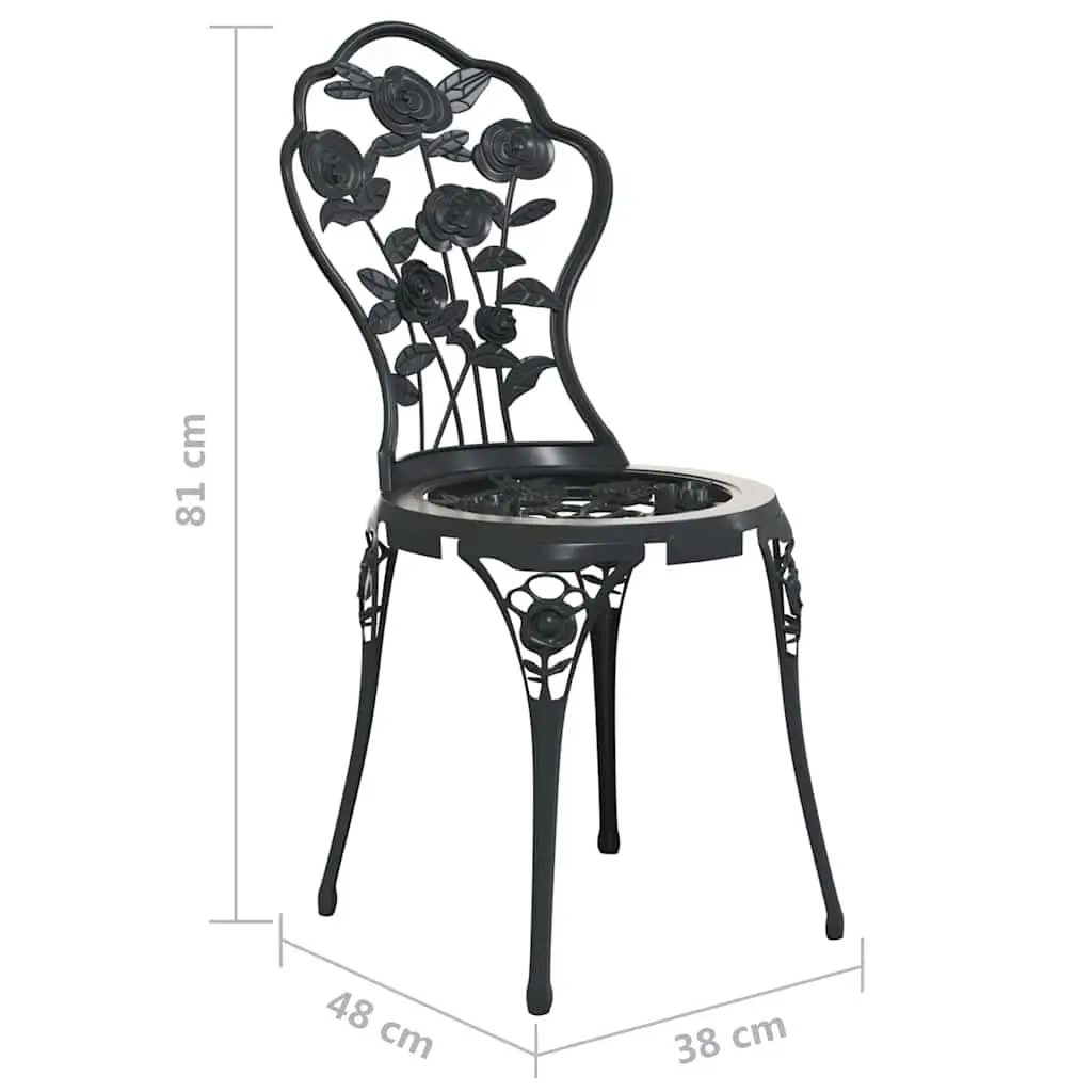 3 Piece Bistro Set Outdoor Dining Cast Aluminium Black Garden Patio Furniture