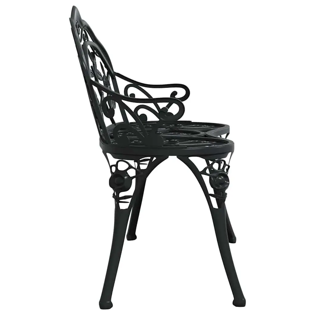 Outdoor Garden Bench 99cm Cast Aluminium Patio Seating Black Ornate Design