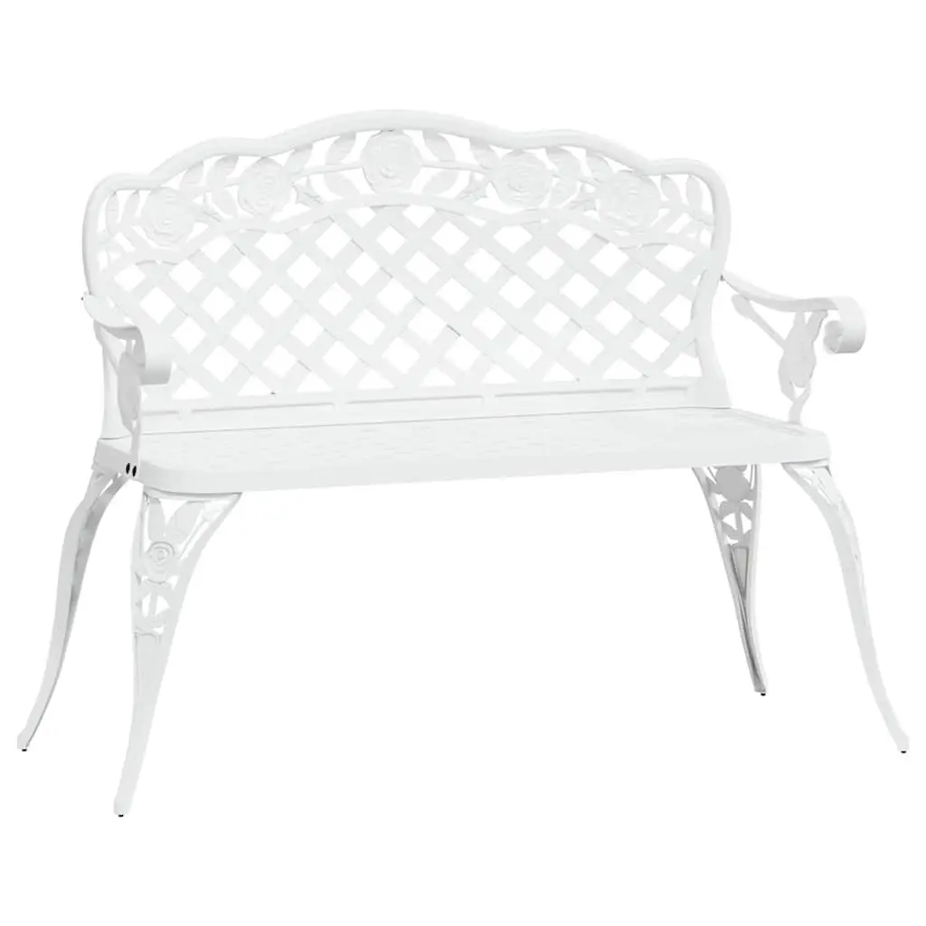 Garden Bench Outdoor Seating 108cm Cast Aluminium White