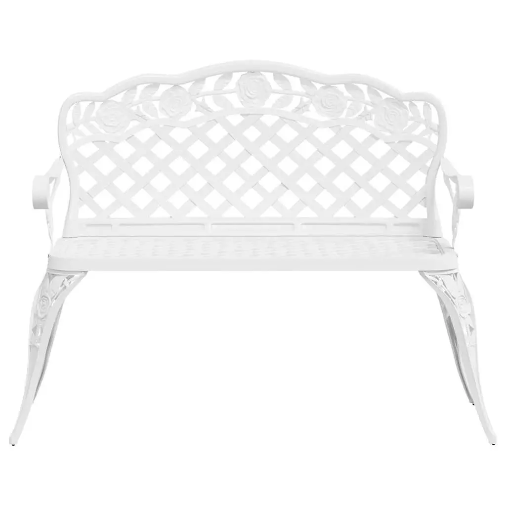 Garden Bench Outdoor Seating 108cm Cast Aluminium White