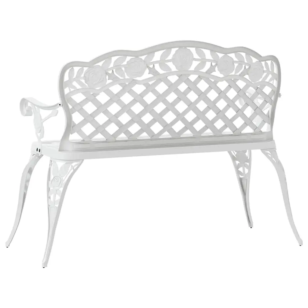 Garden Bench Outdoor Seating 108cm Cast Aluminium White