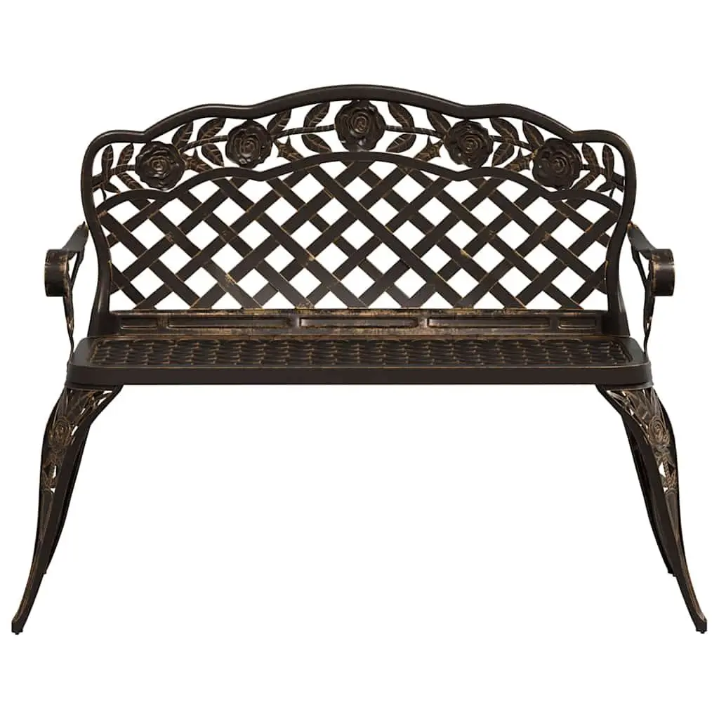 Garden Bench Outdoor Seating 108cm Brown Cast Aluminium
