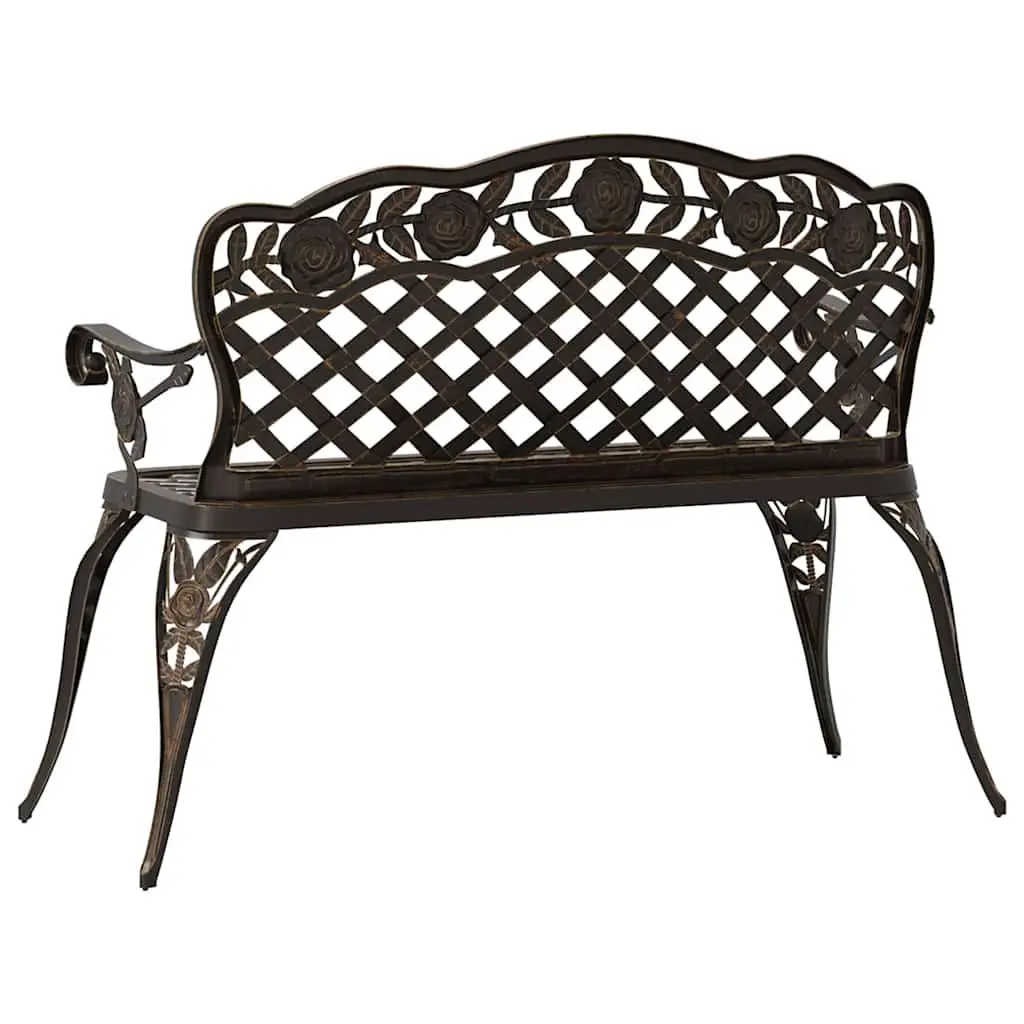 Garden Bench Outdoor Seating 108cm Brown Cast Aluminium
