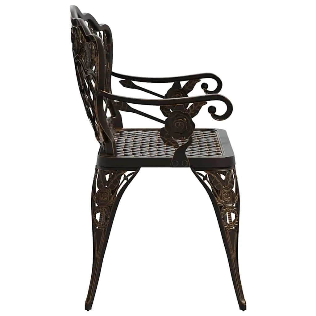 Garden Bench Outdoor Seating 108cm Brown Cast Aluminium