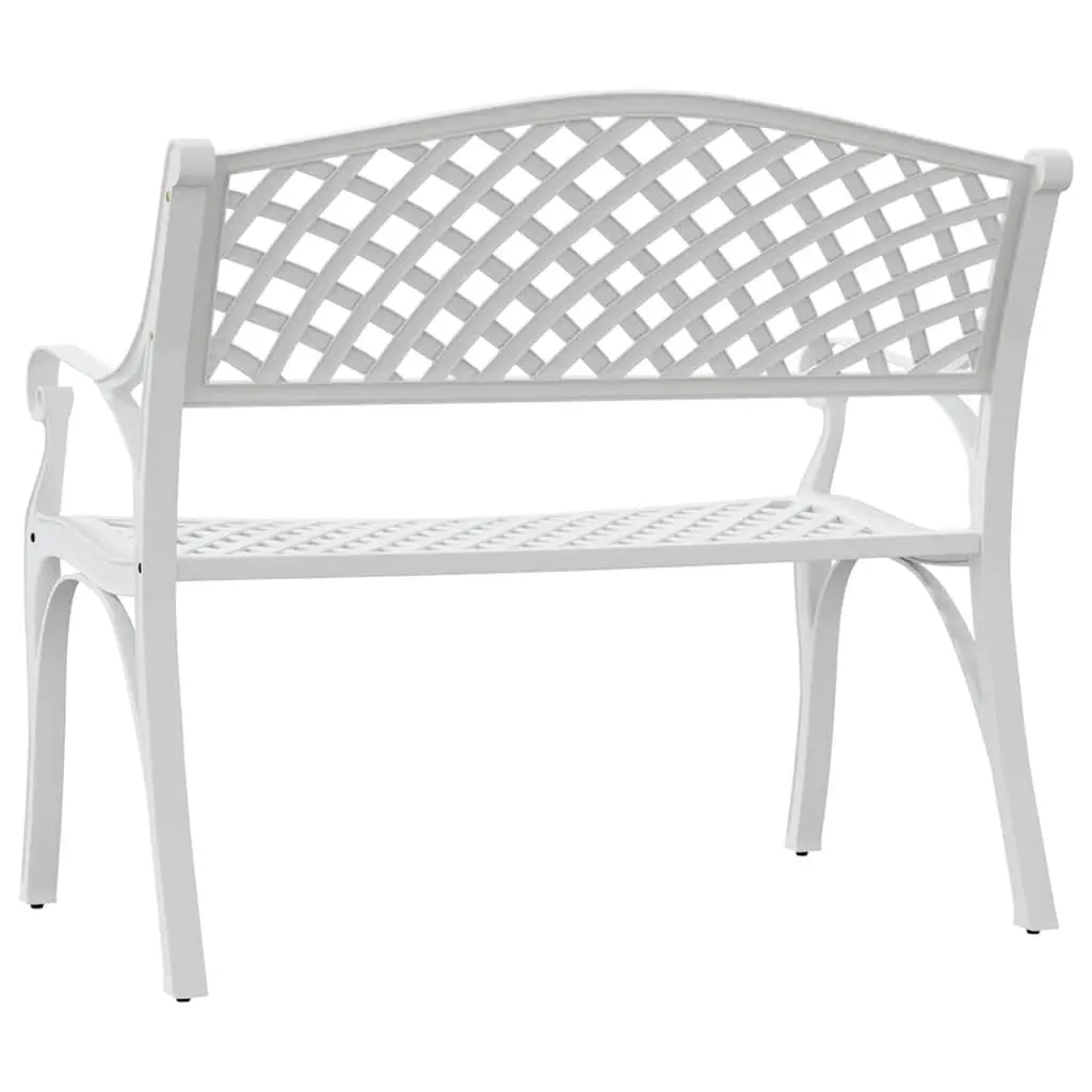 Outdoor Garden Bench 102cm Cast Aluminium White Patio Seating Ornate Design