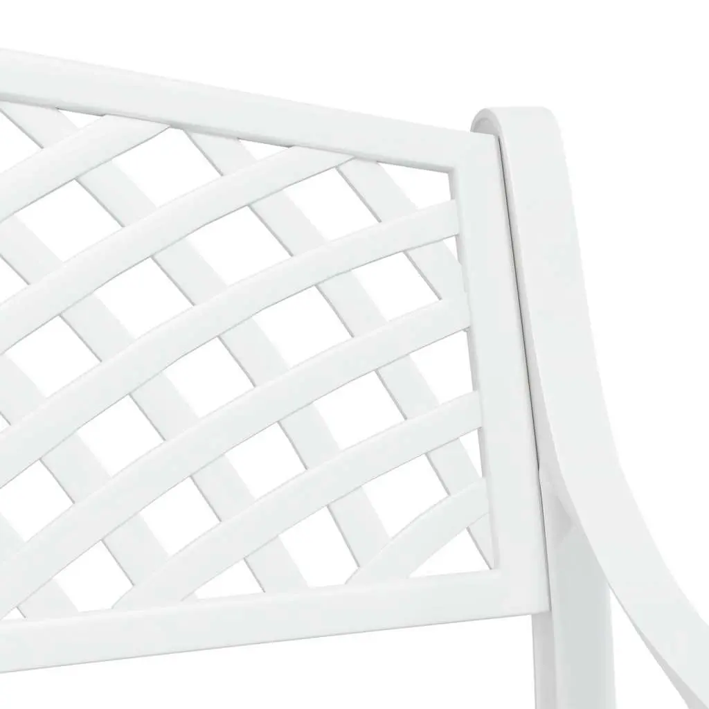 Outdoor Garden Bench 102cm Cast Aluminium White Patio Seating Ornate Design