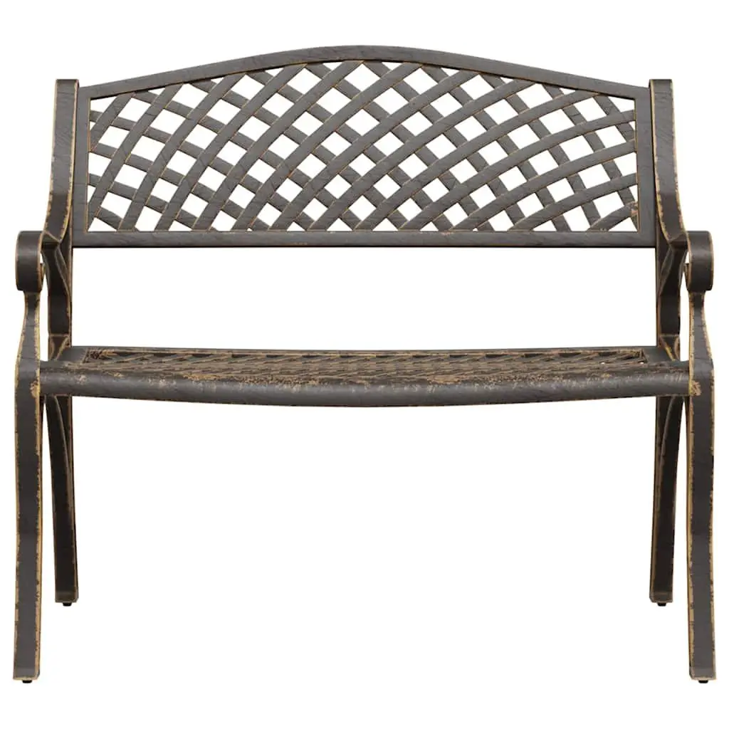 Garden Bench Outdoor Seating 102cm Brown Cast Aluminium