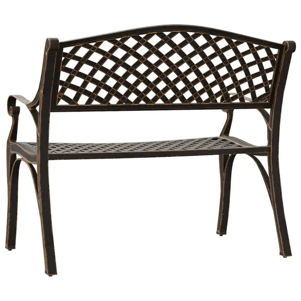 Garden Bench Outdoor Seating 102cm Brown Cast Aluminium
