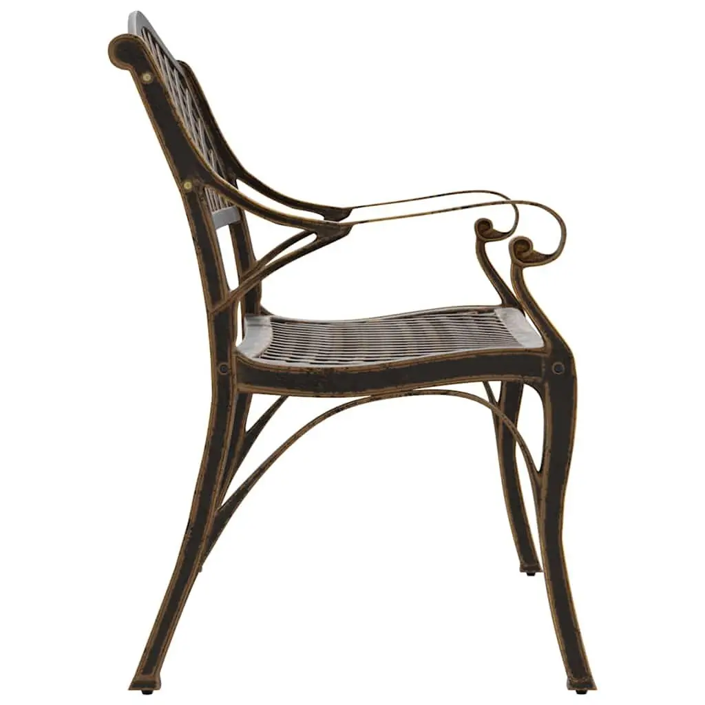 Garden Bench Outdoor Seating 102cm Brown Cast Aluminium