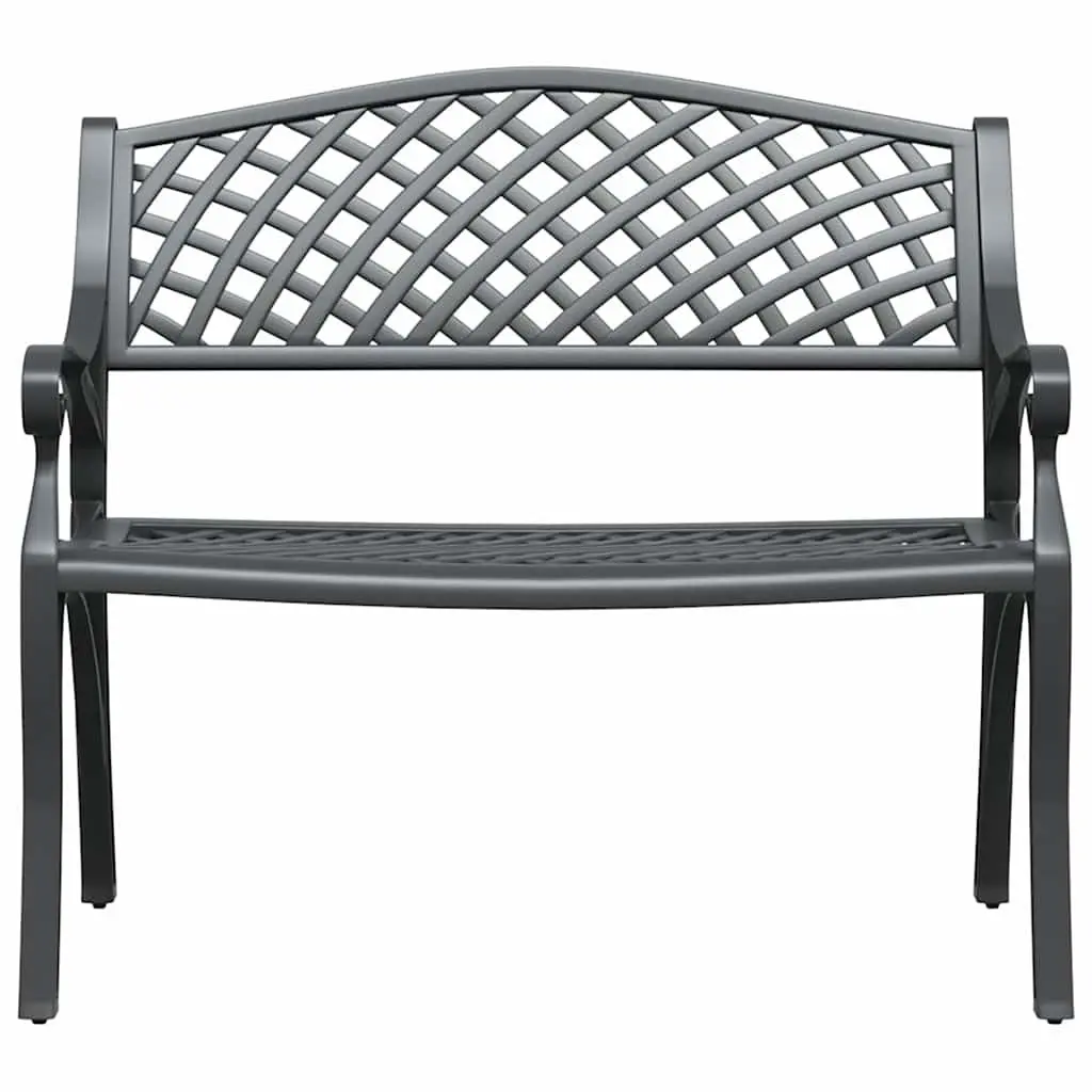 Outdoor Garden Bench 102cm Cast Aluminium Black Patio Seating Ornate Design