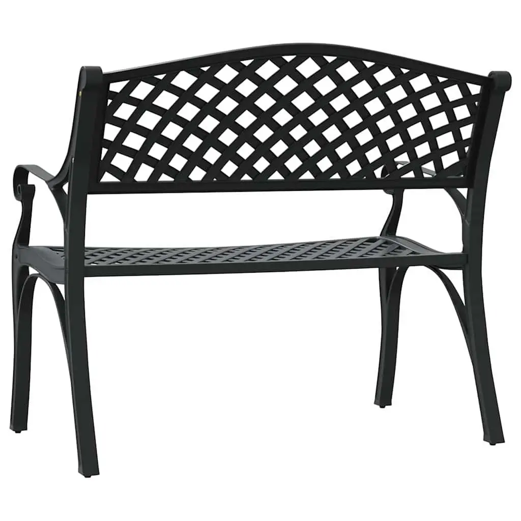 Outdoor Garden Bench 102cm Cast Aluminium Black Patio Seating Ornate Design