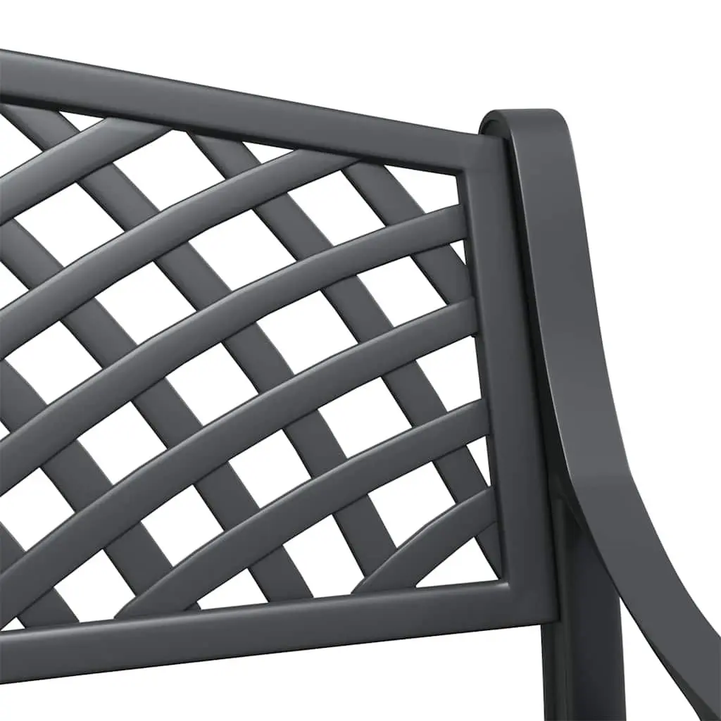 Outdoor Garden Bench 102cm Cast Aluminium Black Patio Seating Ornate Design
