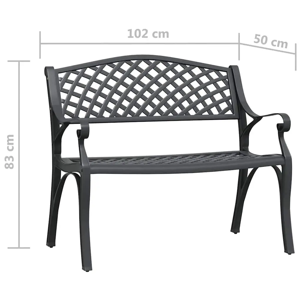 Outdoor Garden Bench 102cm Cast Aluminium Black Patio Seating Ornate Design