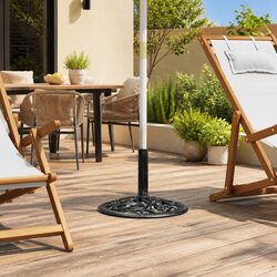 Umbrella Base Black Cast Iron Outdoor Garden Patio Stand Stable Heavy Duty