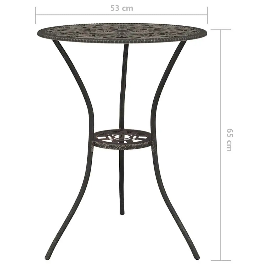 3 Piece Bistro Set Outdoor Garden Patio Furniture Cast Metal Brown Floral Design