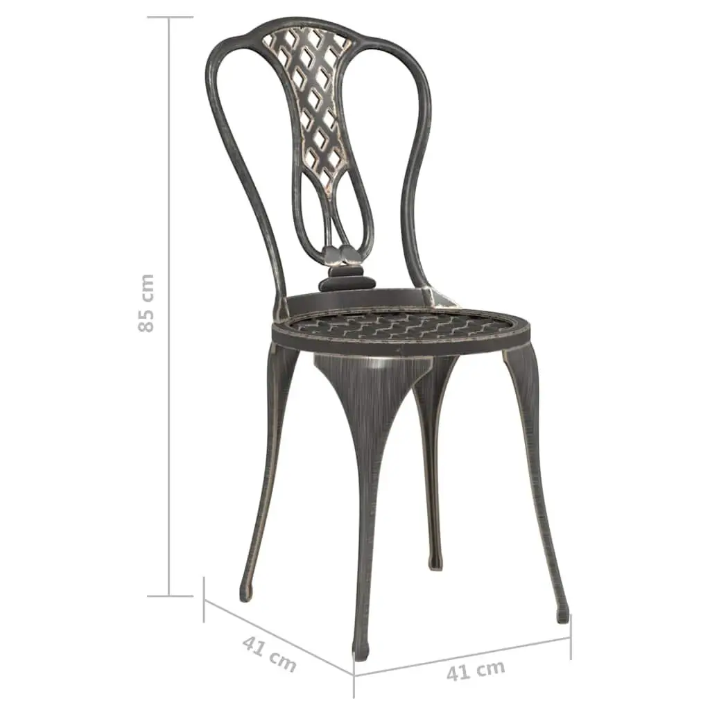 3 Piece Bistro Set Outdoor Garden Patio Furniture Cast Metal Brown Floral Design