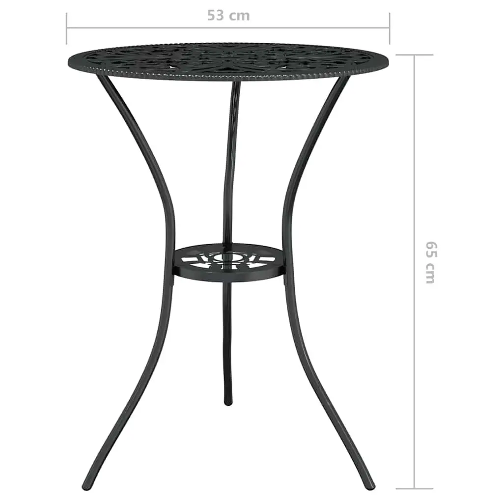 3 Piece Bistro Set Outdoor Patio Garden Furniture Cast Aluminium Black Floral