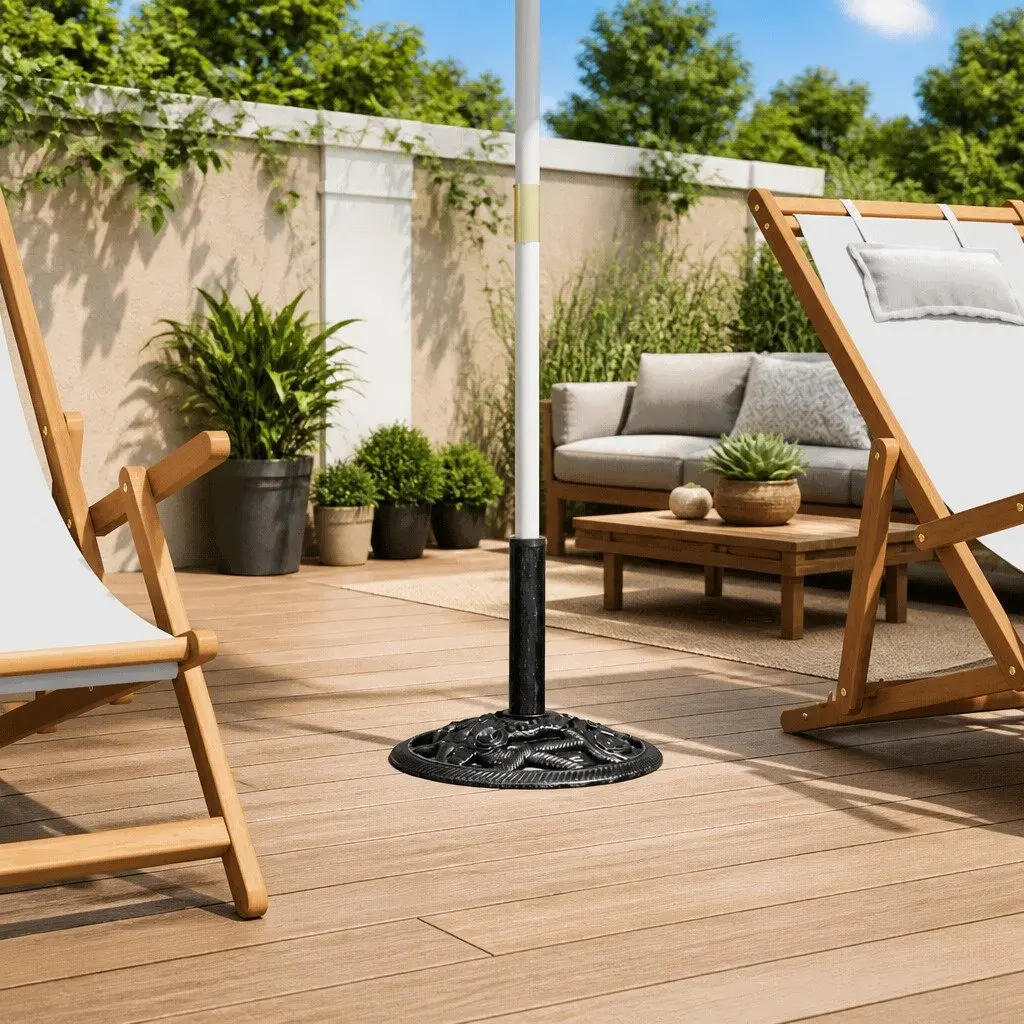 Umbrella Base Cast Iron Heavy Duty 40x40x32 cm Black
