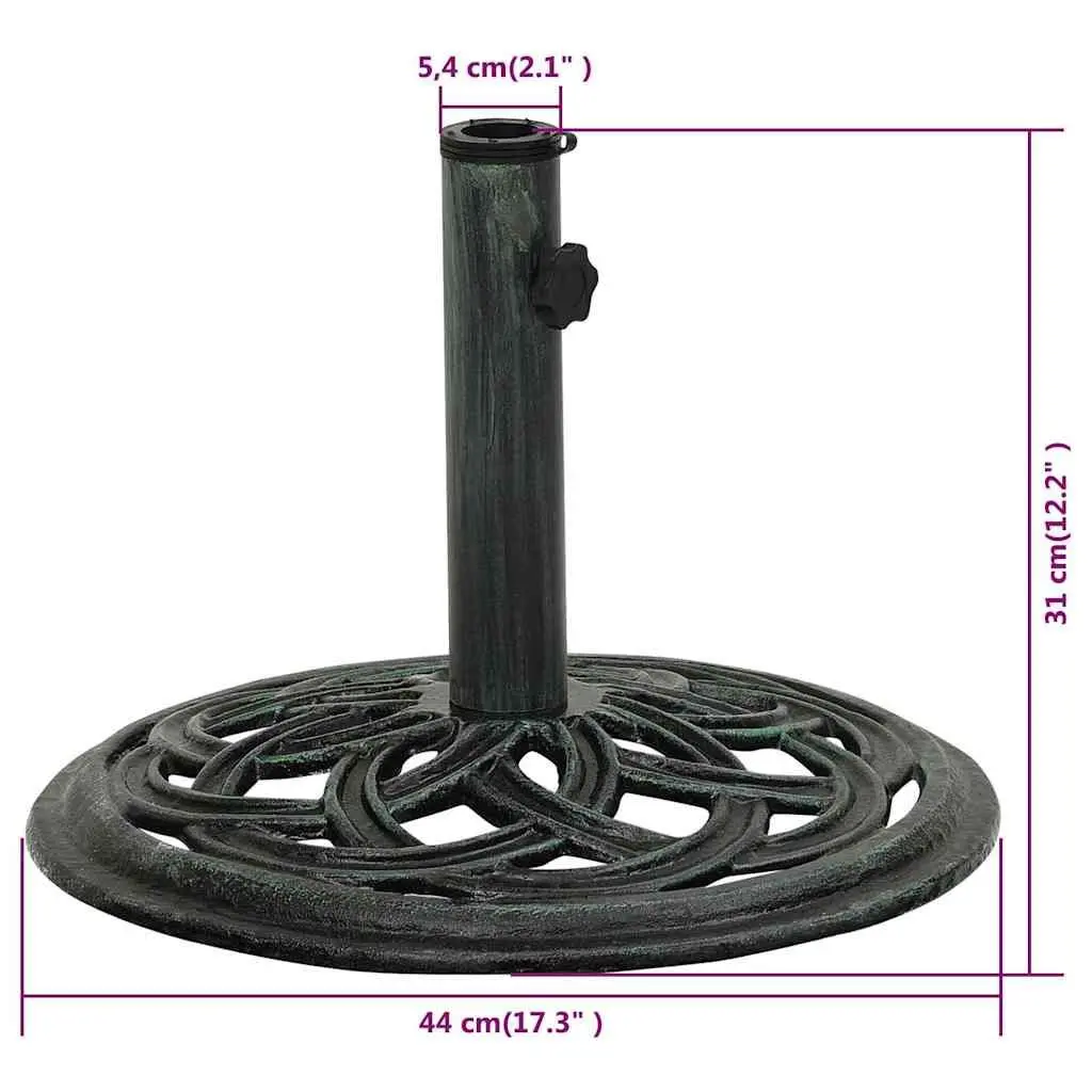 Umbrella Base Cast Iron Green Outdoor Garden Patio Stand Parasol Holder 44 x 44 x 31 cm