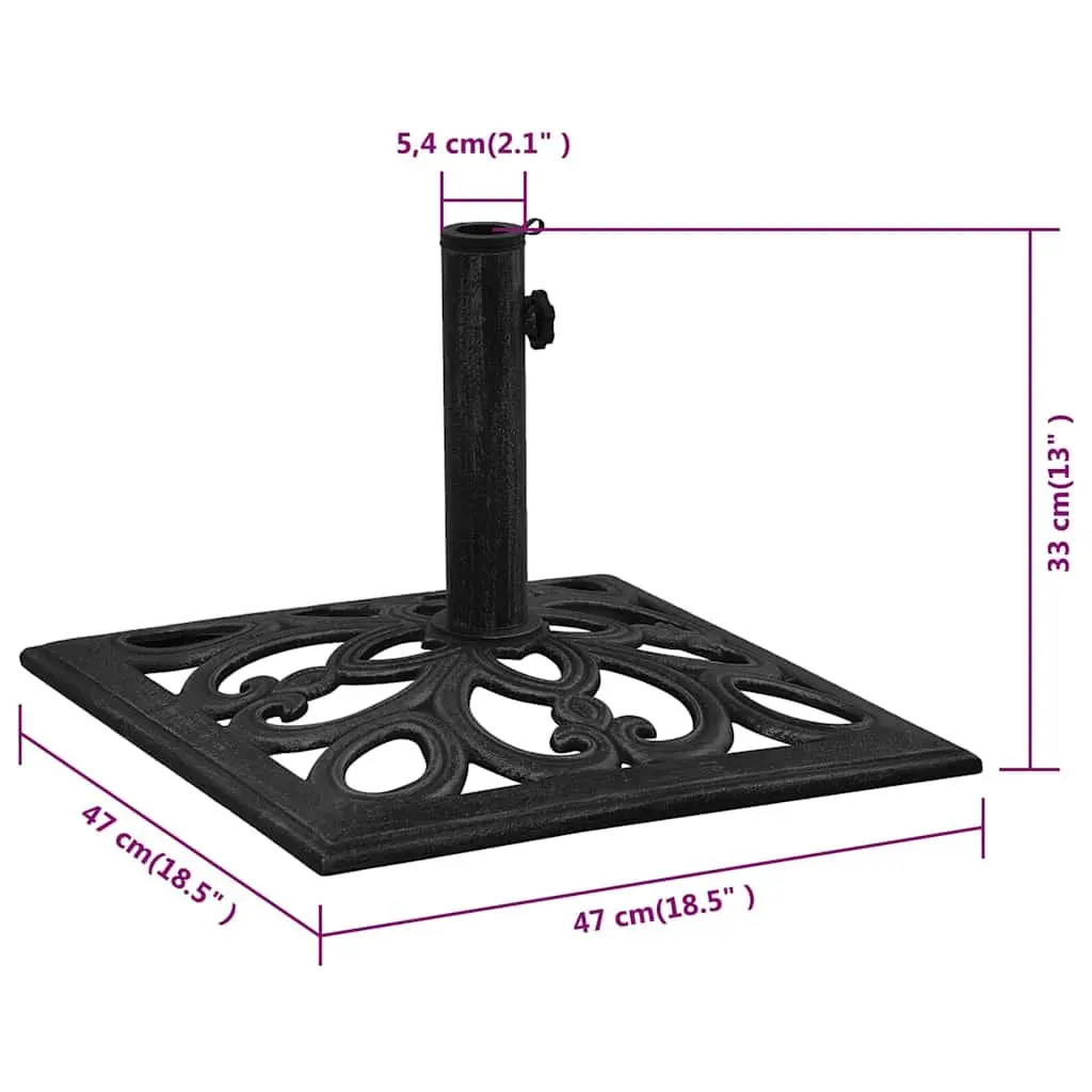 Umbrella Base Cast Iron Black Heavy Duty Outdoor Garden Patio Stand 47 x 47 x 33 cm