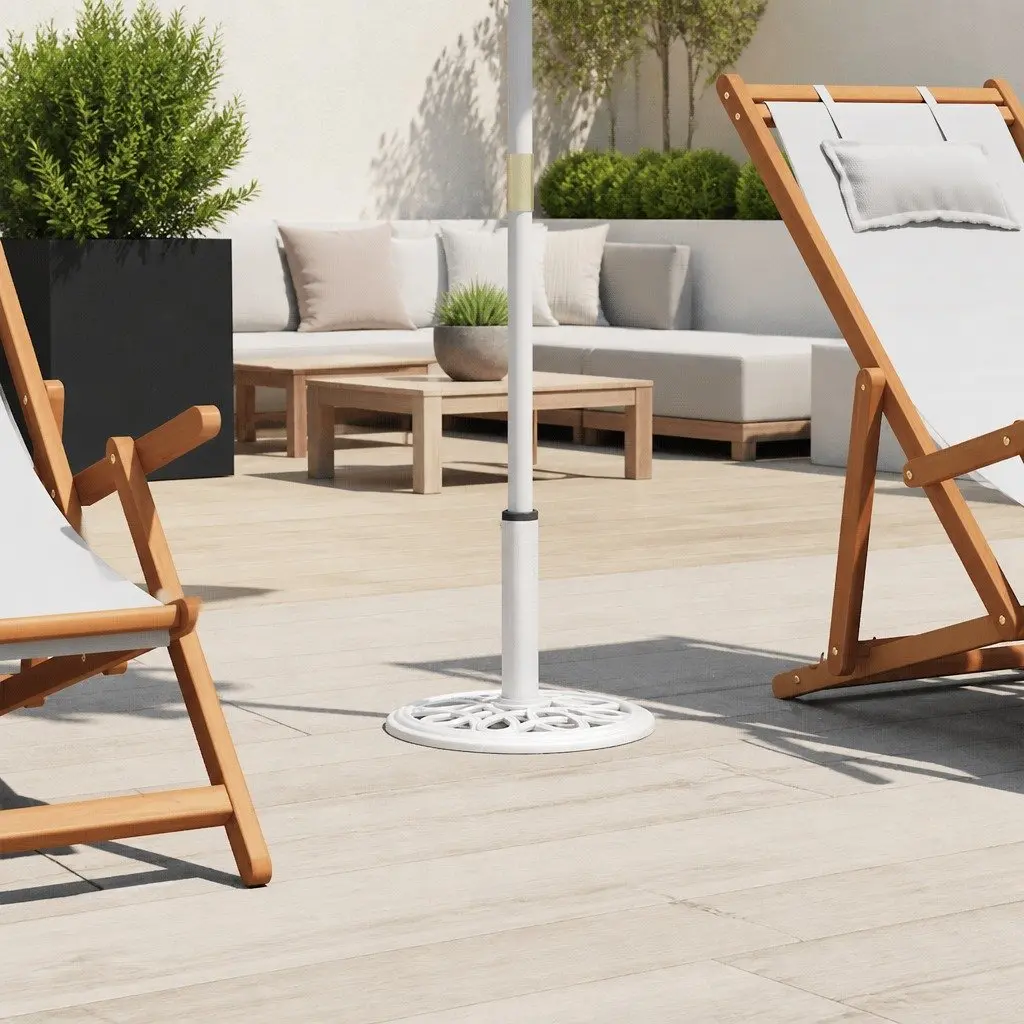 Umbrella Base Cast Iron White 40x40x32cm Outdoor Garden Patio Stand