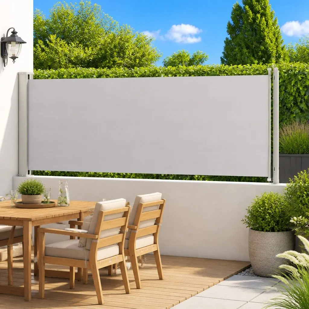 Retractable Side Awning Privacy Screen 117x600cm Grey