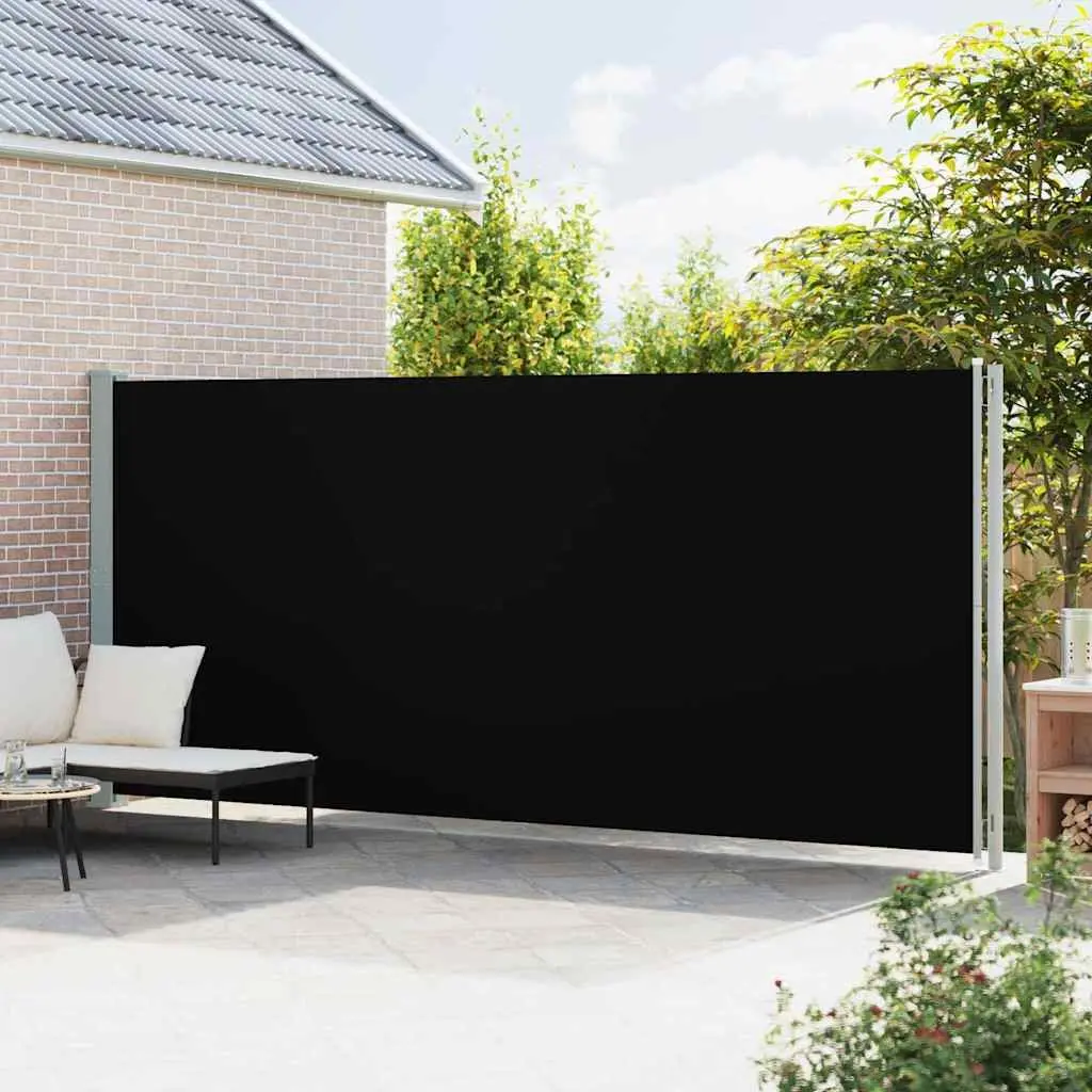 Retractable Side Awning Outdoor Privacy Screen 200x600 cm Black